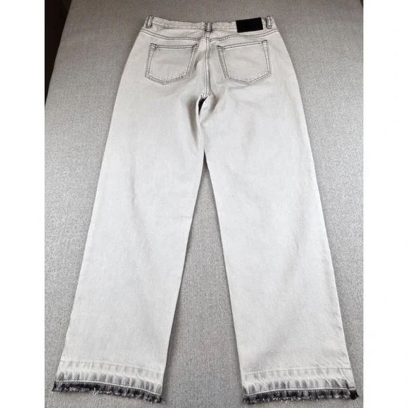 The Kooples Grey Distressed Button Fly Jeans Raw Hem Straight Leg Mens EU42 US32